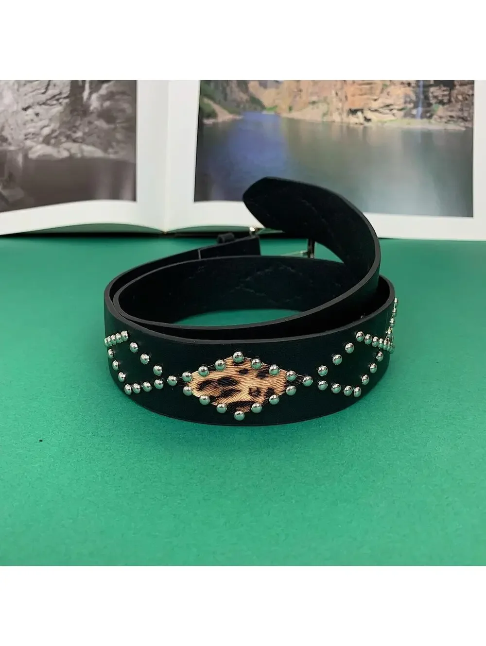 Vintage Y2K Black Studded Belt